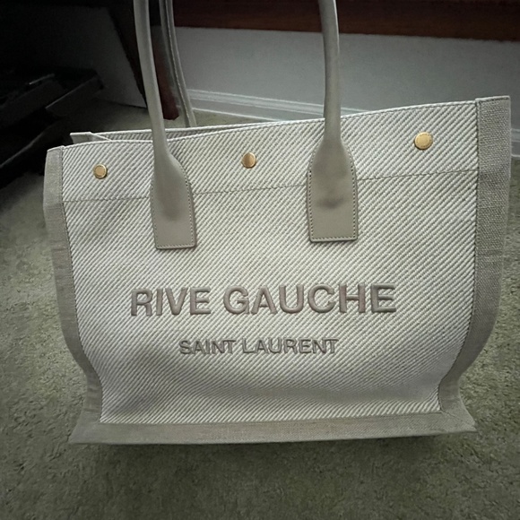 NWT Saint Laurent Rive Gauche Tote Bag (Sea Salt, size small) - Picture 5 of 7